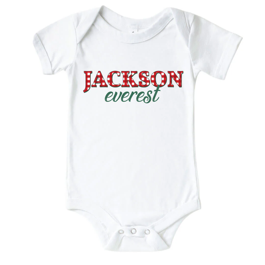 Personalized Checking It Twice Graphic Bodysuit & Kids Tee | White