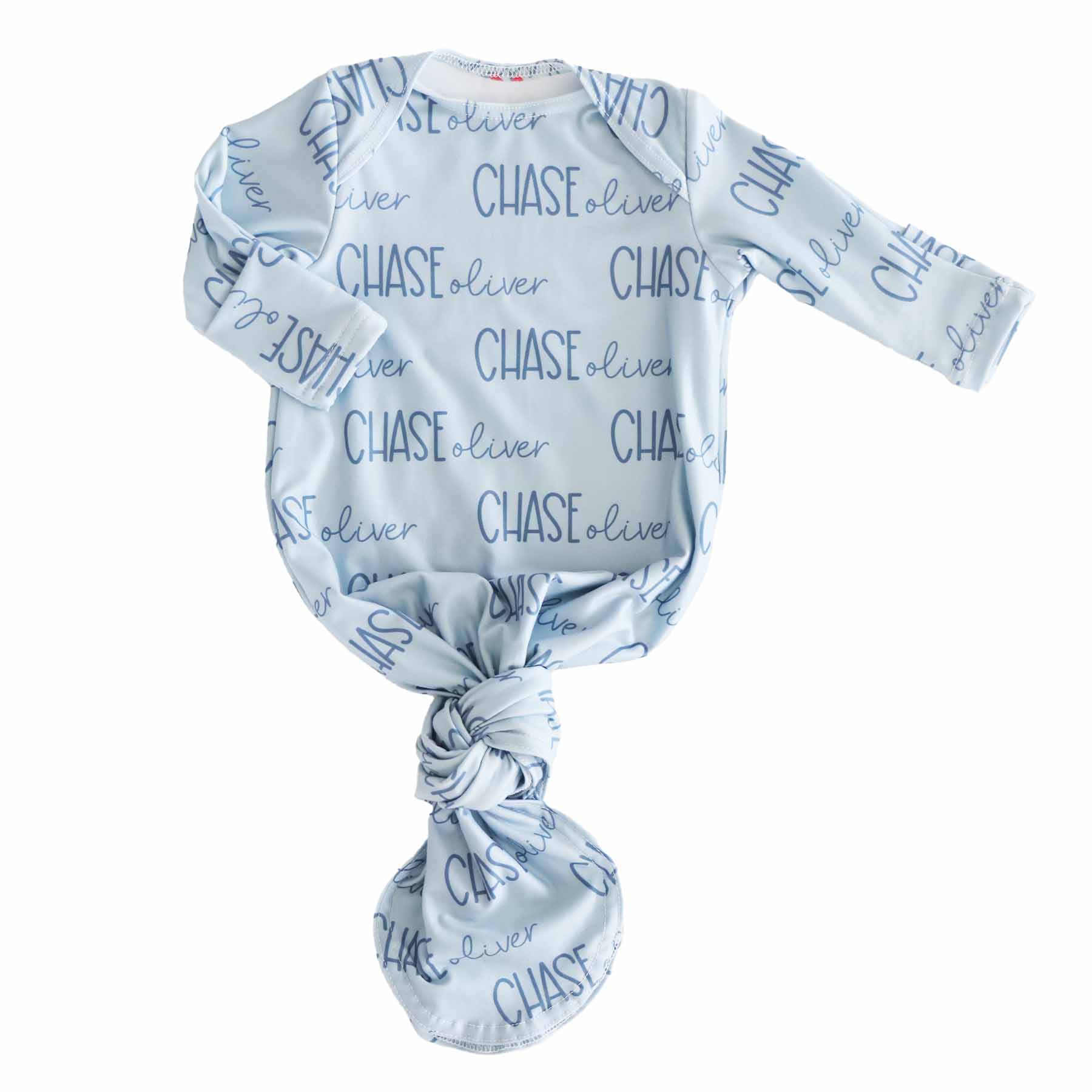 Personalized Font Duo Newborn Baby Knot Gown | Best Selling Blues