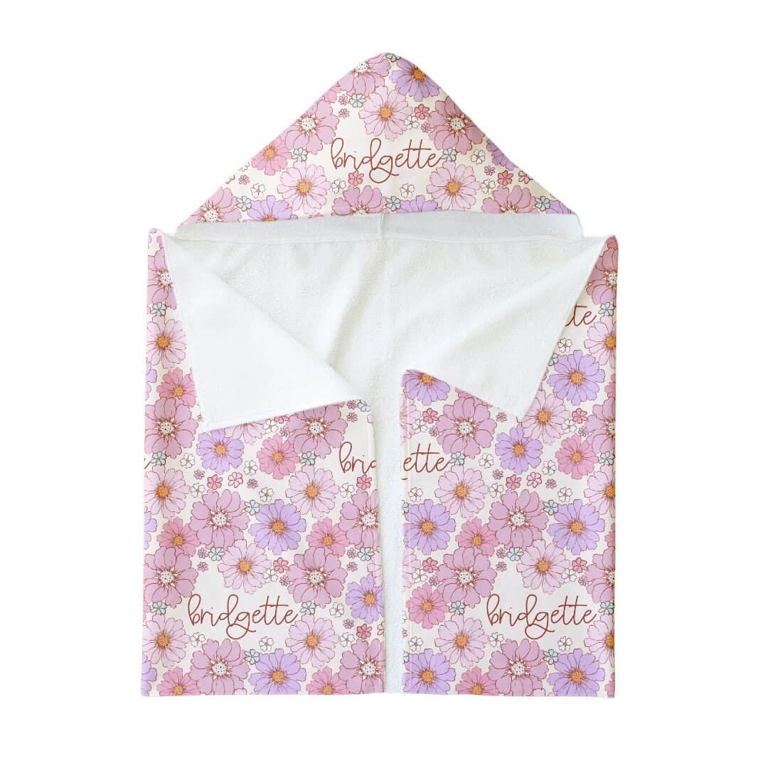 Personalized Hooded Towel | Purple Petunias