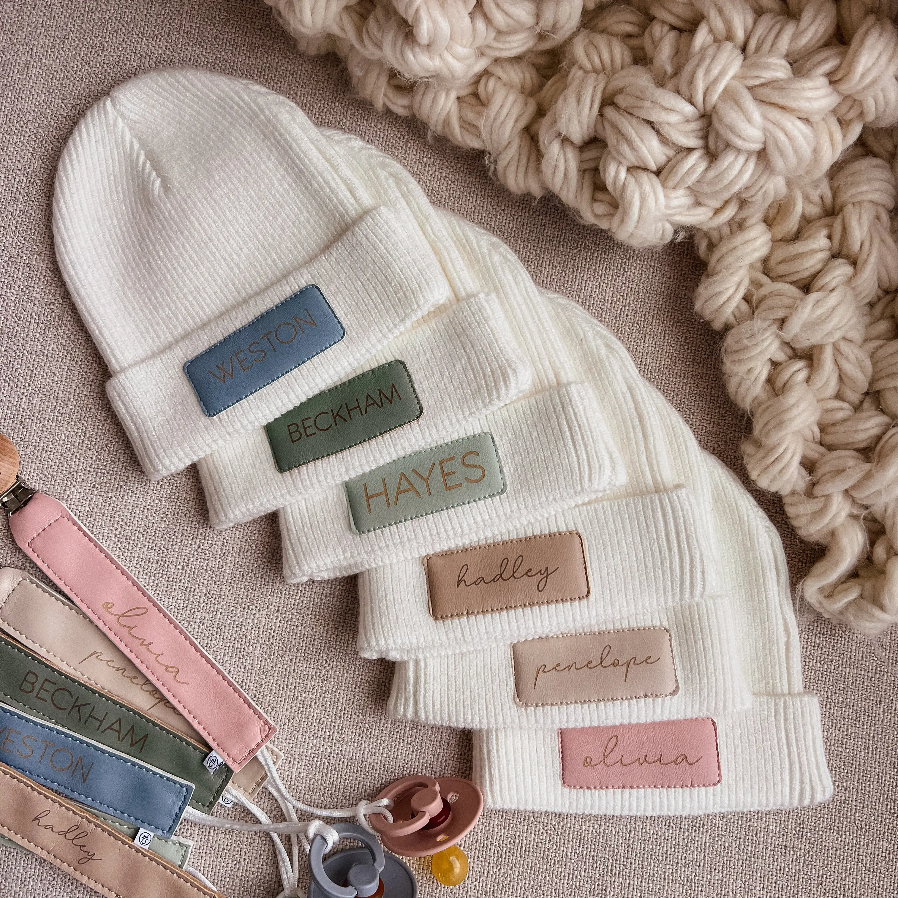 Personalized Leather Patch Beanie | All Colors