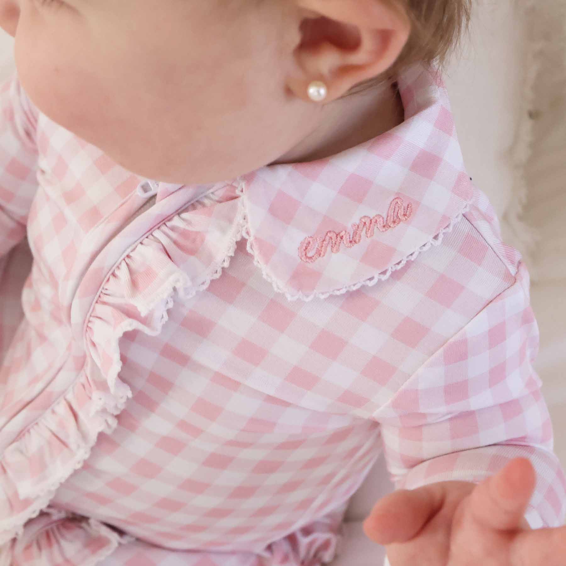 Peter Pan Collar Ruffle Zipper Footie