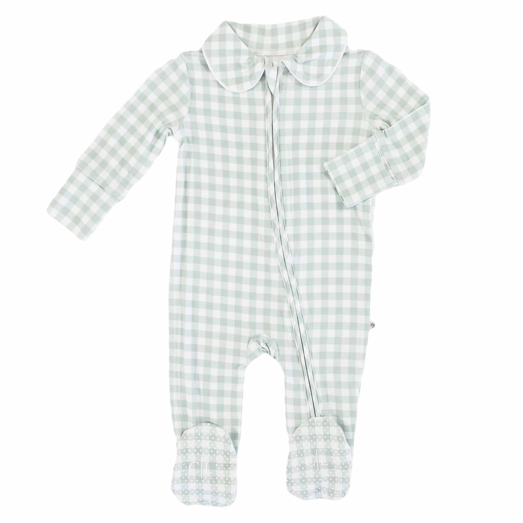 13228-peter-pan-collar-zipper-footie-moss-gingham-1.webp