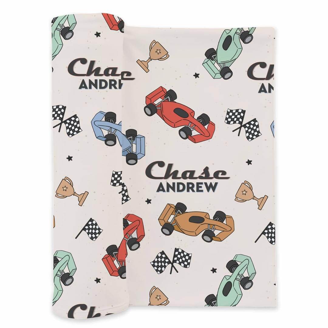 Pit Crew Personalized Swaddle Blanket