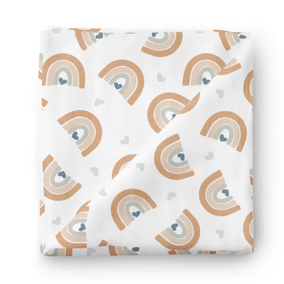 Rainbow Hearts Swaddle Blanket
