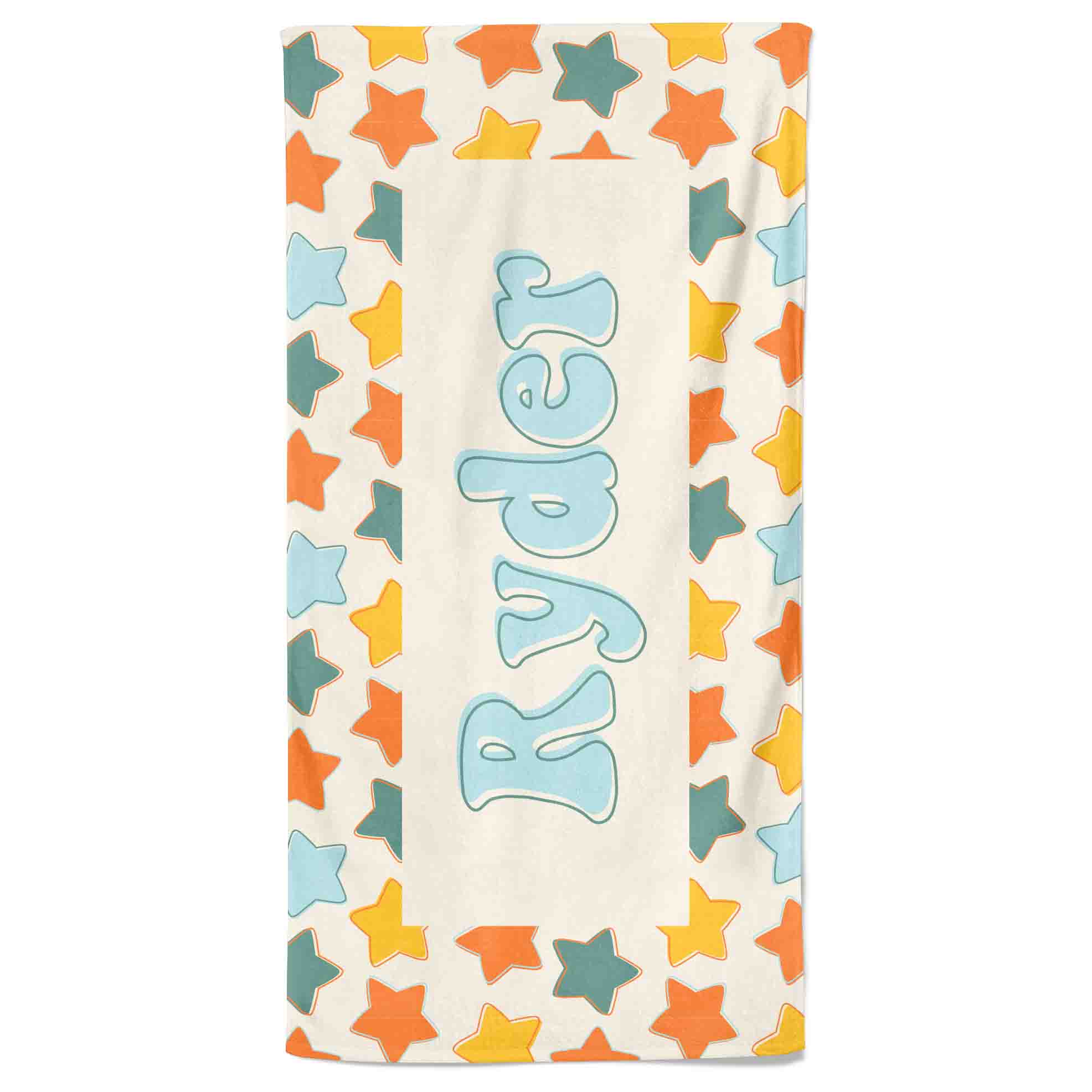 Retro Stars Personalized Kids Beach Towel