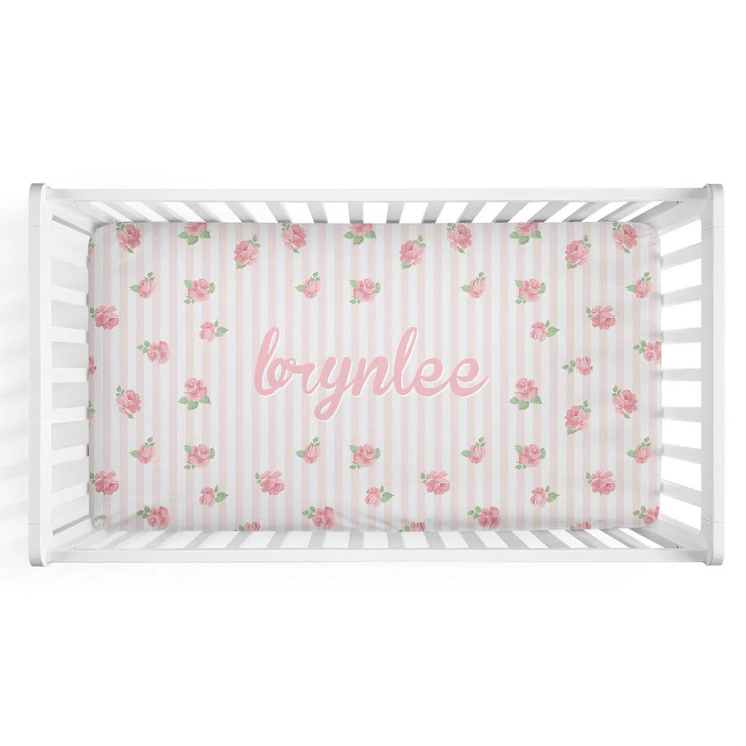 Rosy & Cozy Personalized Crib Sheet