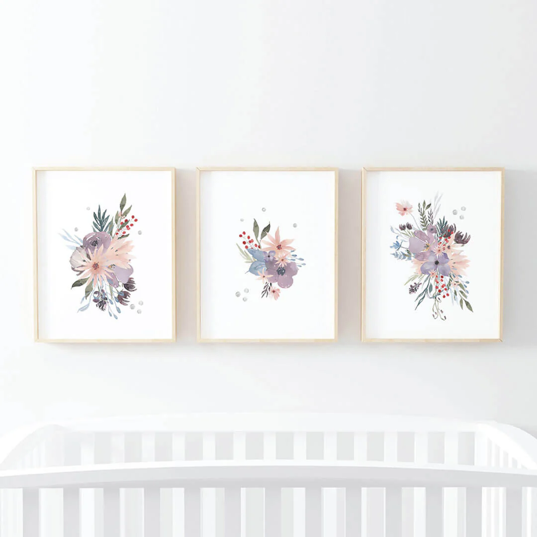 Rowan's Dusty Purple Floral Digital Nursery Art Group