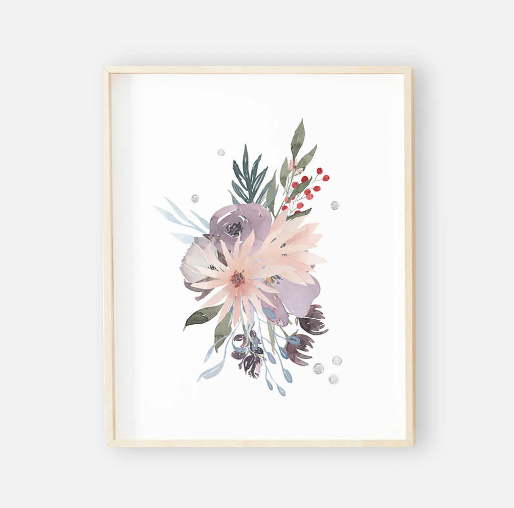 Rowan's Dusty Purple Floral Digital Nursery Art Group
