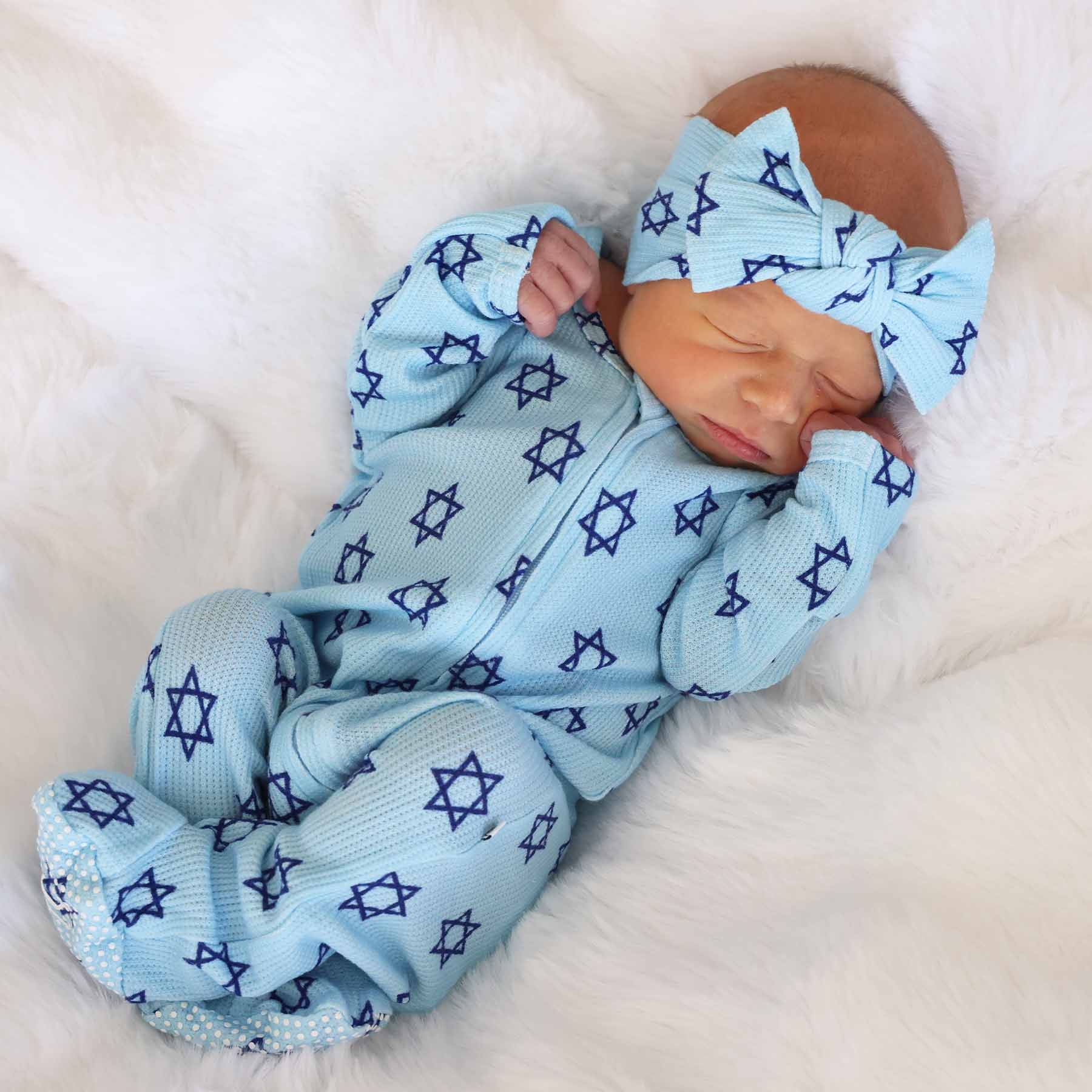 Shalom Snuggles Bamboo Waffle Zipper Footie