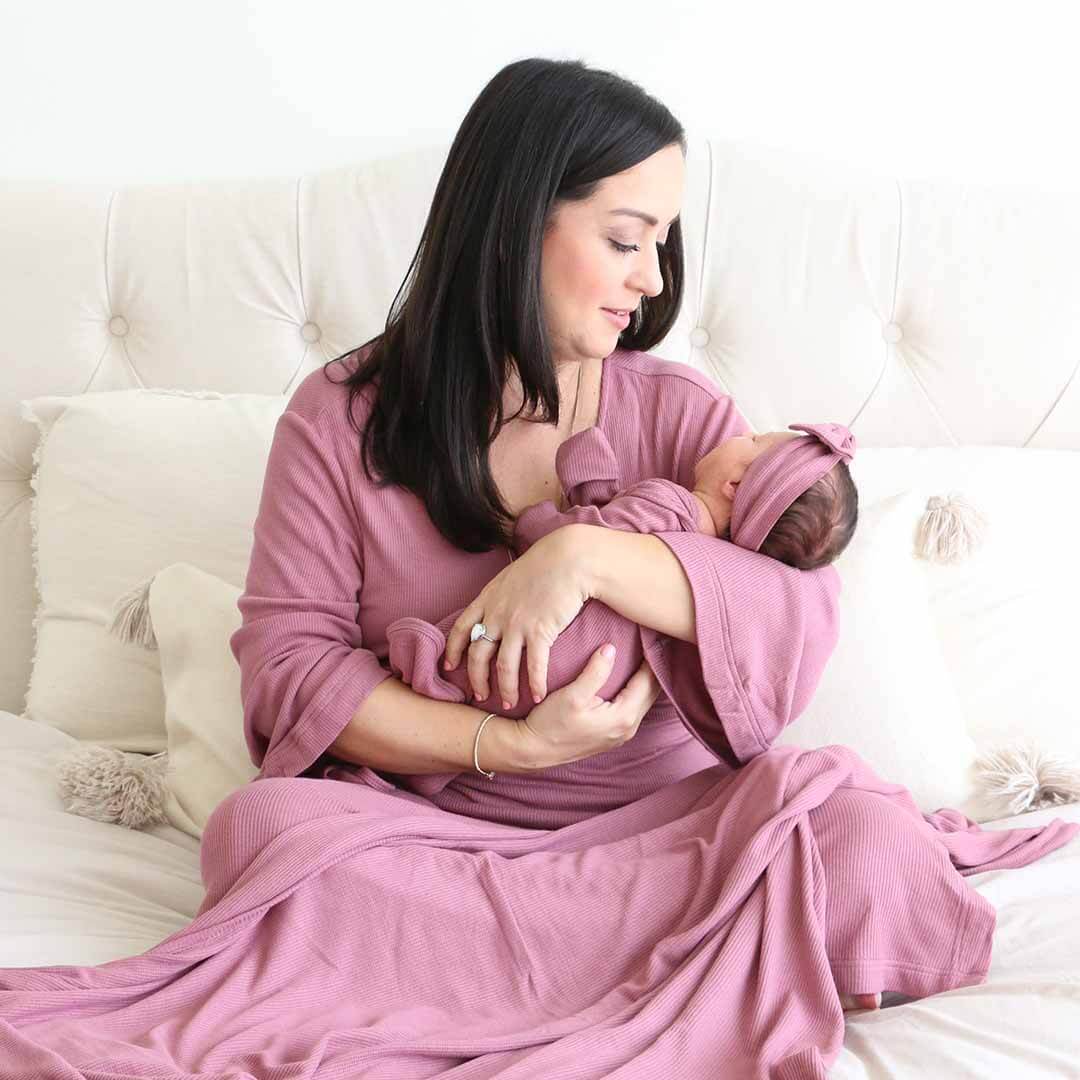 Boysenberry Bamboo Waffle Knit Maternity Robe