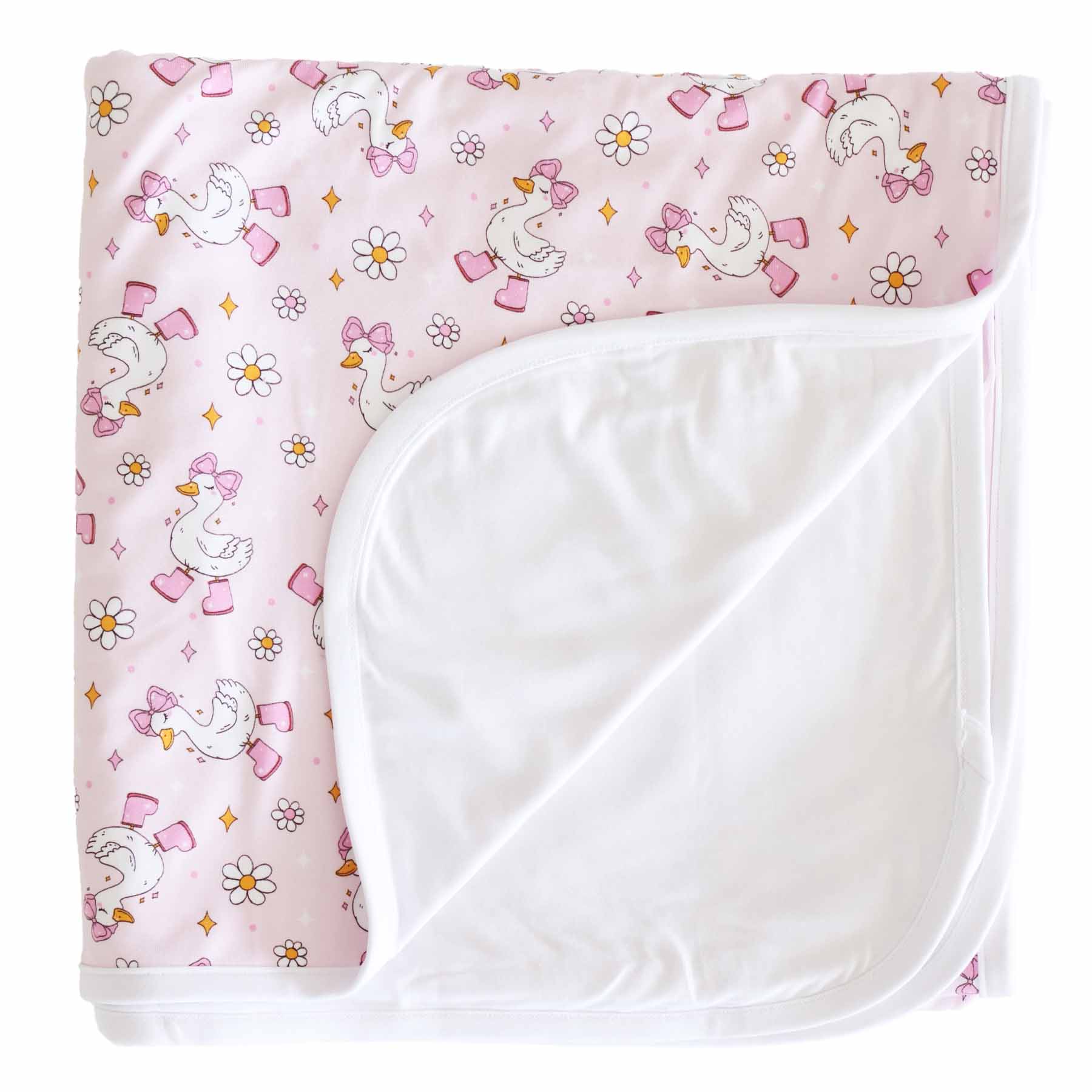 Silly Goose Double Sided Bamboo Blanket | Pink