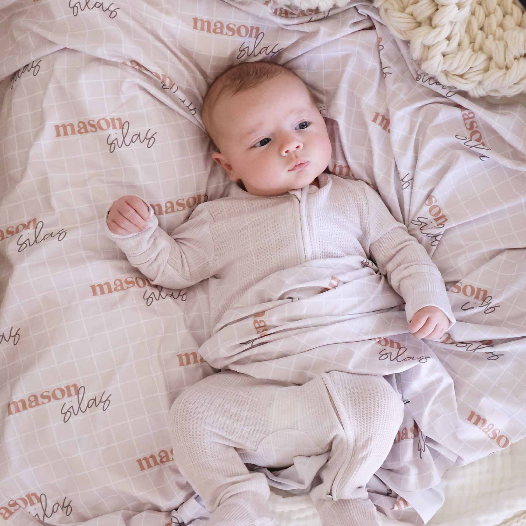 Sloane's Squares Personalized Swaddle Blanket