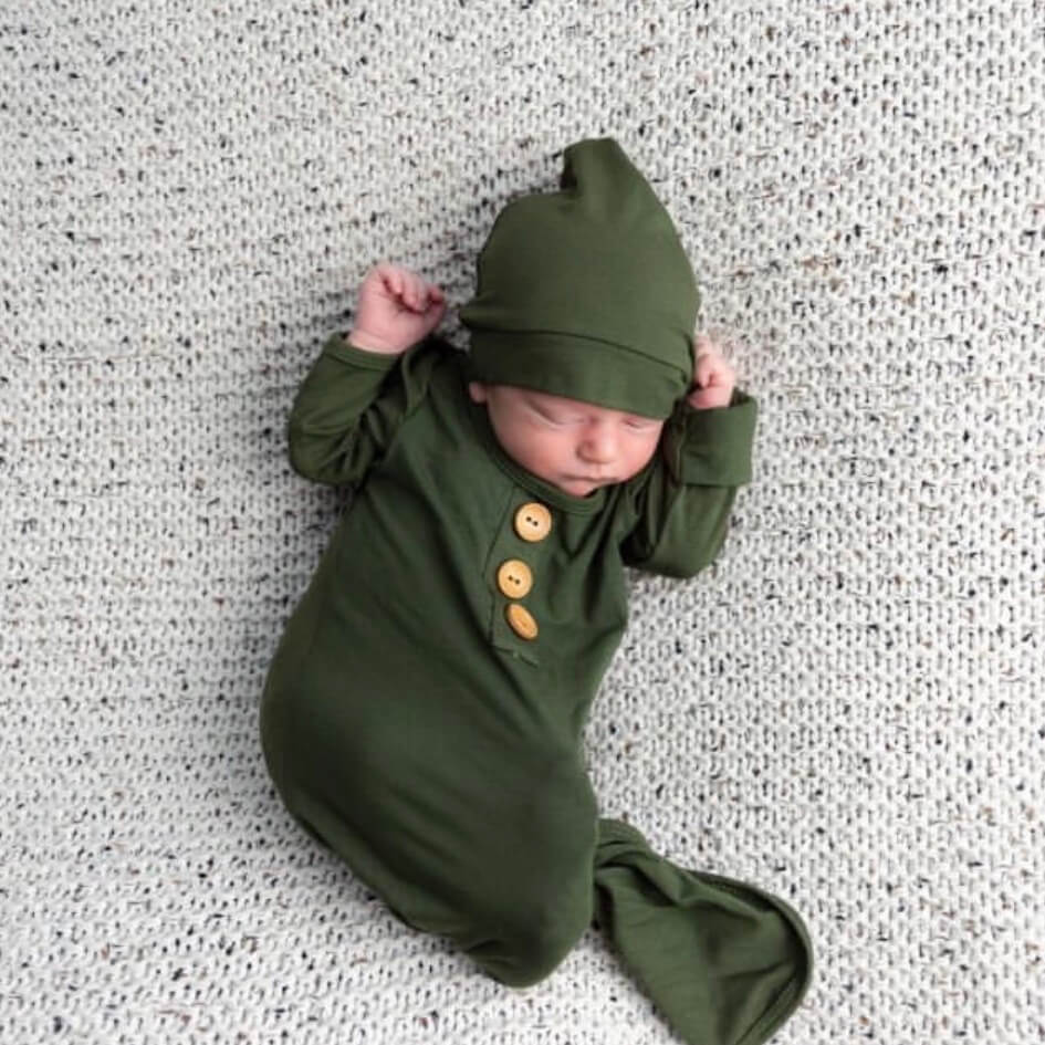 14215-solid-olive-bamboo-baby-knot-gown-hat-1.jpg