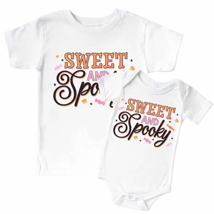 Sweet & Spooky Graphic Bodysuit & Kids Tee | White