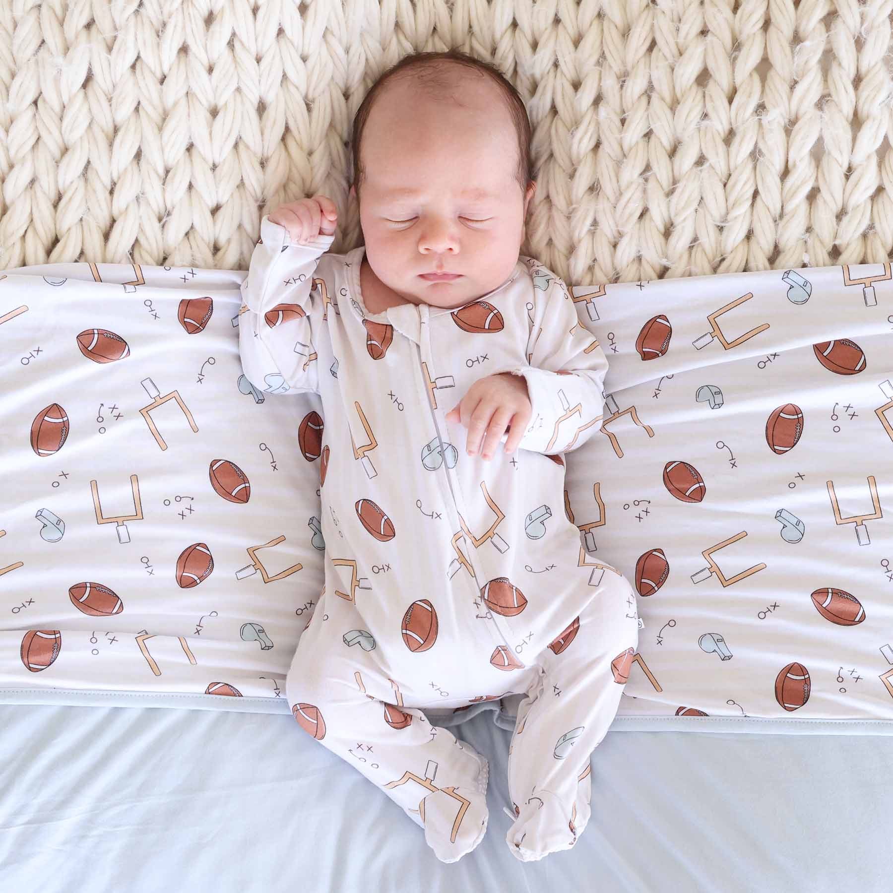 Tiny Touchdowns Zipper Footie | Neutral