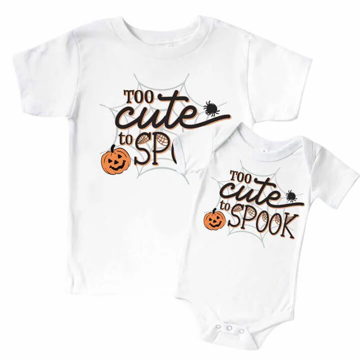 Too Cute To Spook Graphic Bodysuit & Kids Tee | White