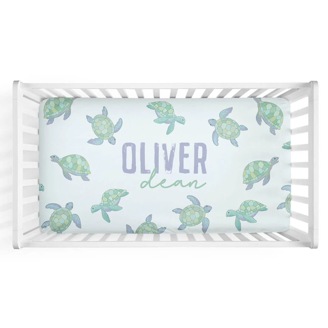 Totally Turtles Personalized Crib Sheet