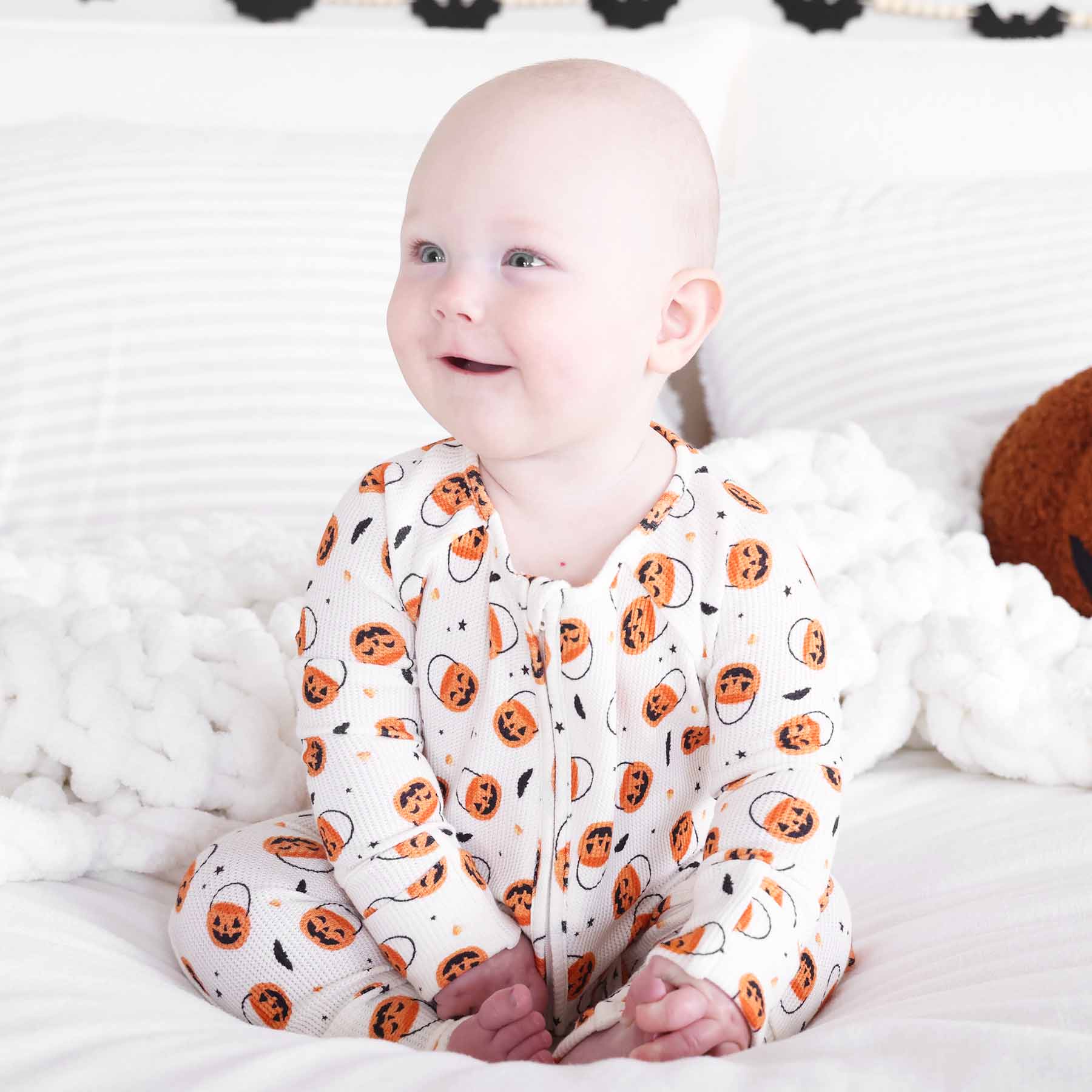 Trick or Treat Bamboo Waffle Convertible Zip Romper