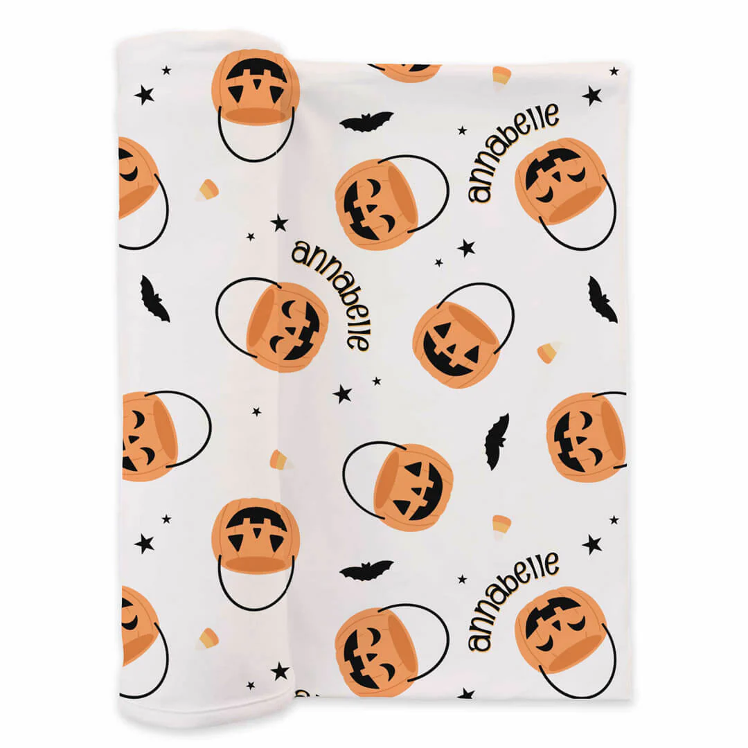Trick or Treat Personalized Swaddle Blanket