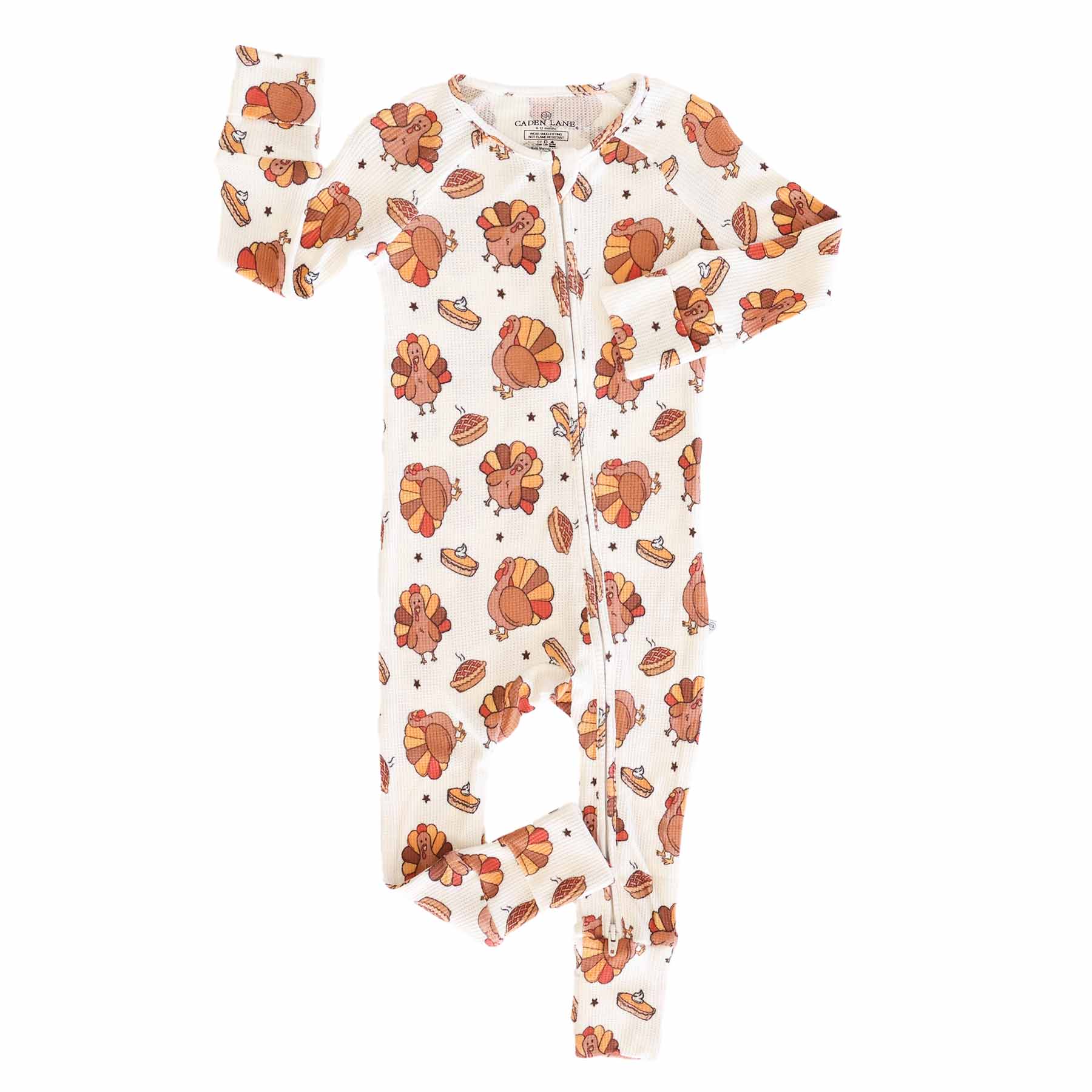 Turkey Treats Bamboo Waffle Convertible Zip Romper