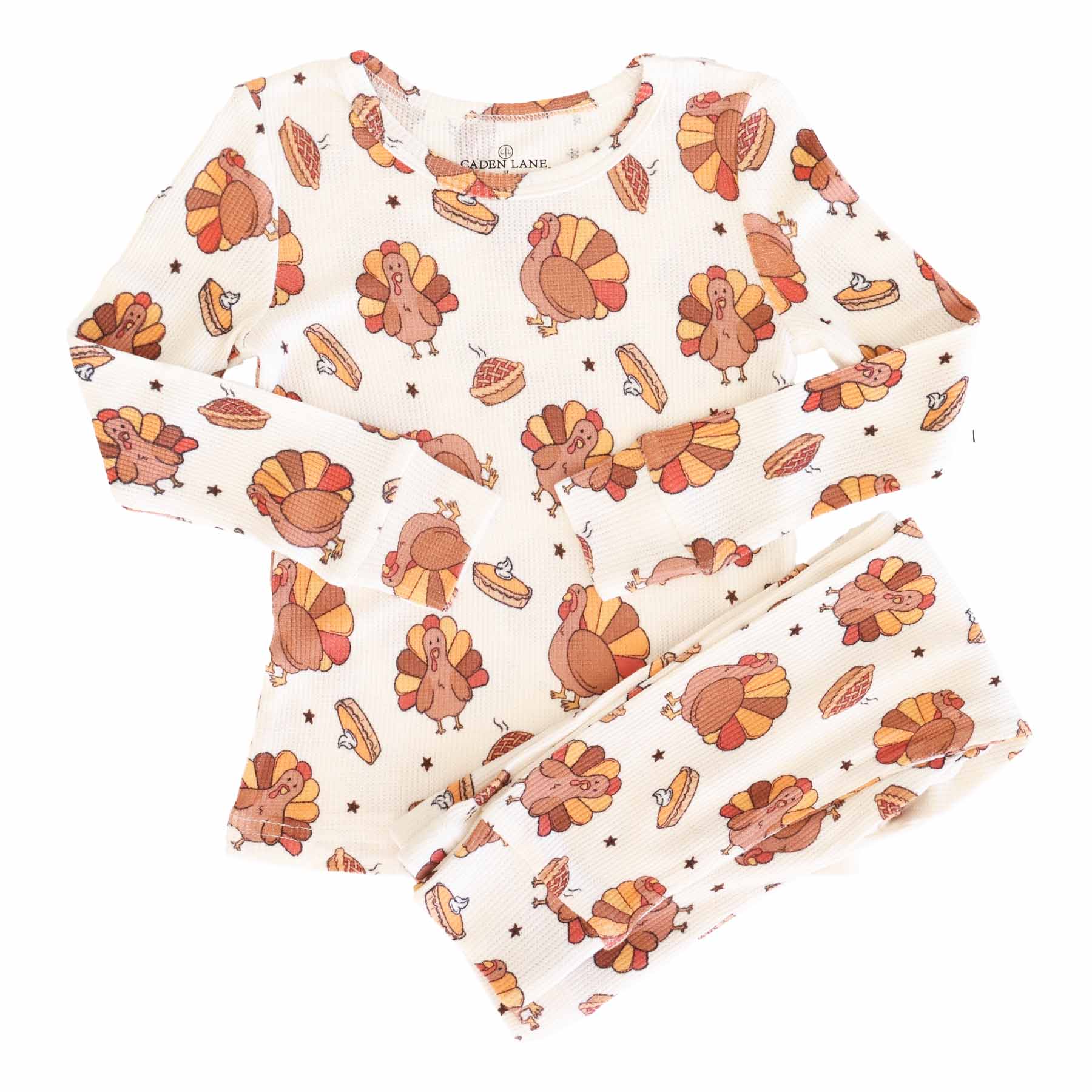 Turkey Treats Bamboo Waffle Two Piece Pajama Set