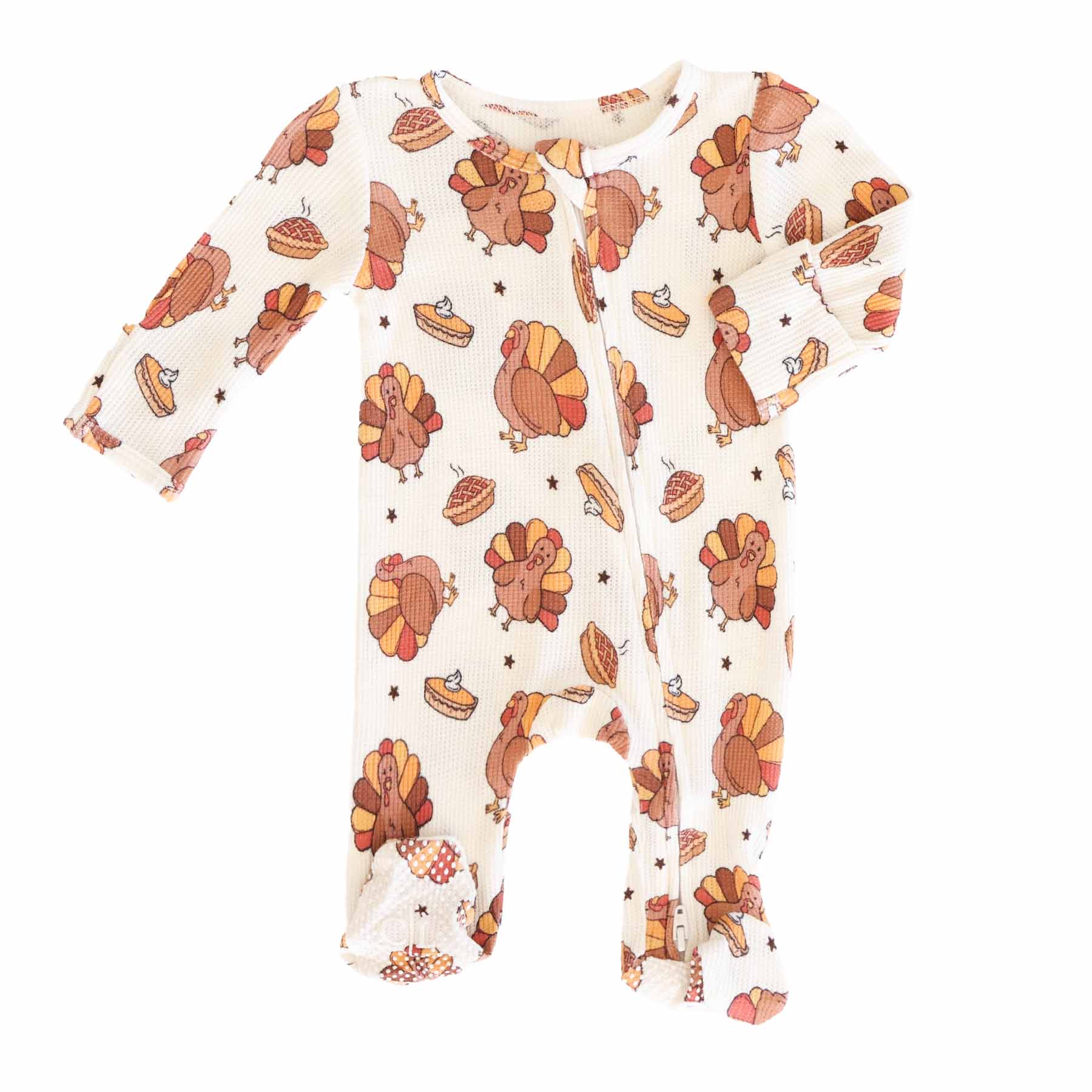 Turkey Treats Bamboo Waffle Zipper Footie