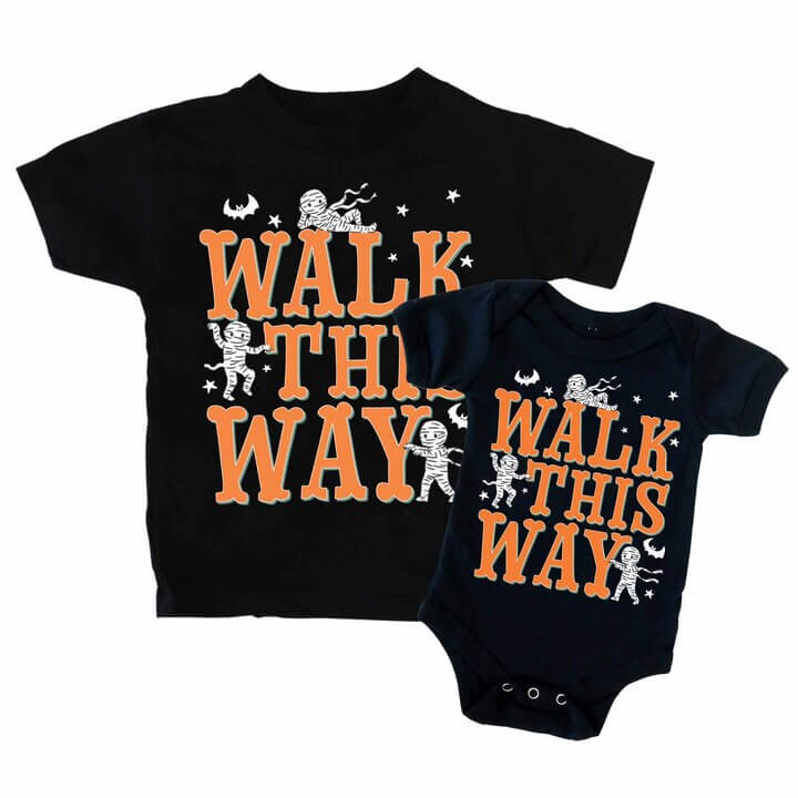 Walk This Way Graphic Bodysuit & Kids Tee | Black