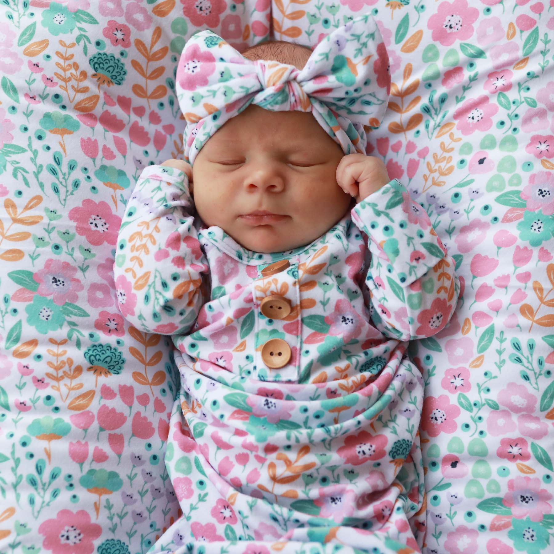 Willow's Whimsy Floral Knit Large Bow Headwrap