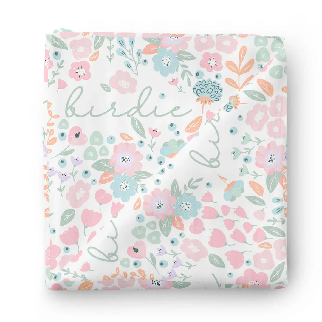 Willow's Whimsy Floral Personalized Swaddle Blanket