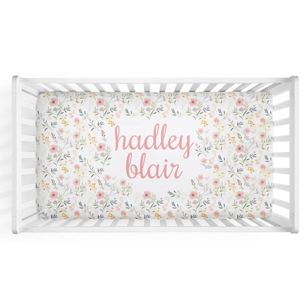 Winnie's Wildflowers Personalized Crib Sheet