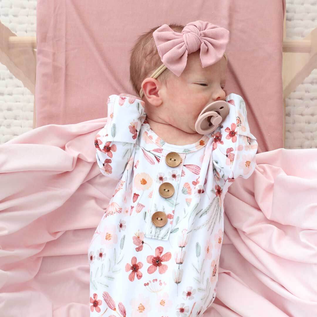 Wren's Wildflower Newborn Baby Knot Gown & Hat