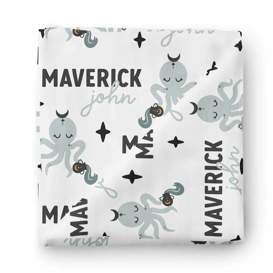 Zodiac Sign Personalized Baby Name Swaddle Blanket | Aquarius