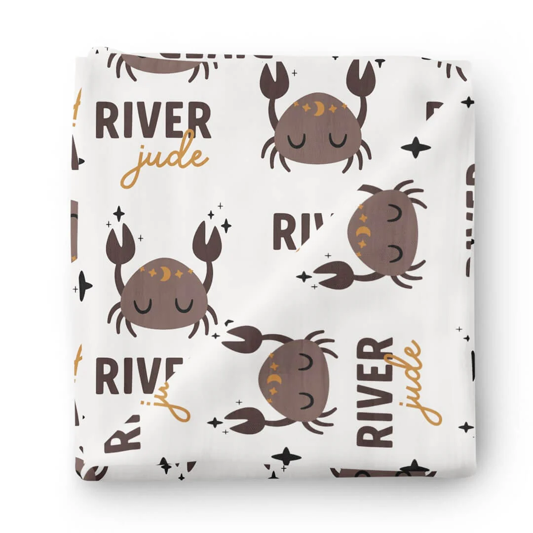 Zodiac Sign Personalized Baby Name Swaddle Blanket | Cancer