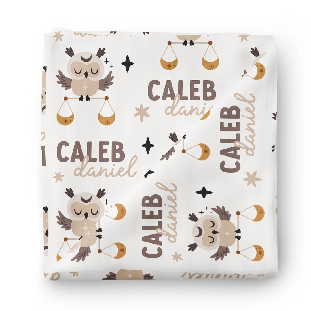 Zodiac Sign Personalized Baby Name Swaddle Blanket | Libra