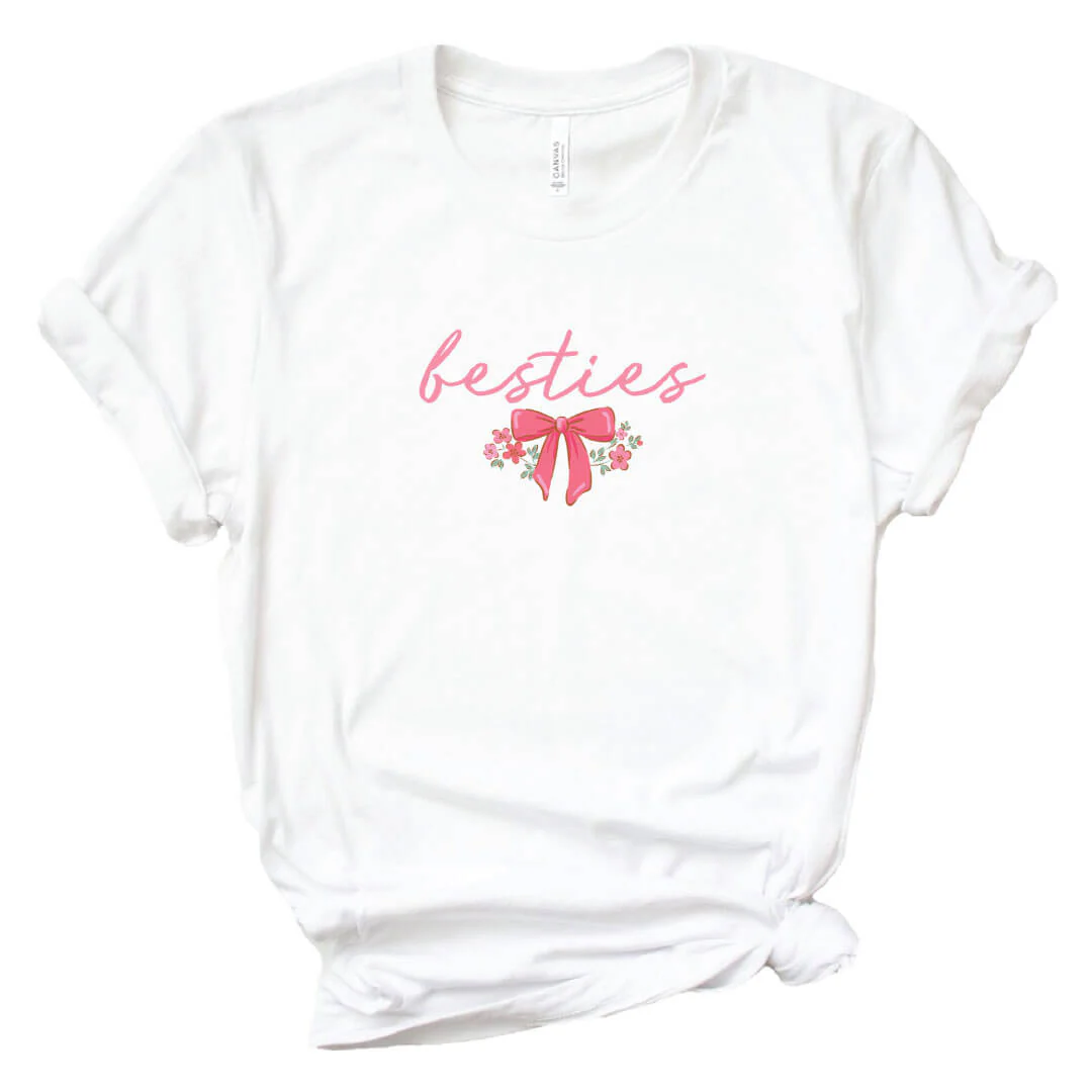 Besties Bows Graphic Tee | White