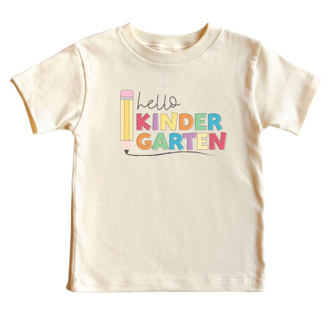 Hello New Grade Pencil Kids Graphic Tee | Natural