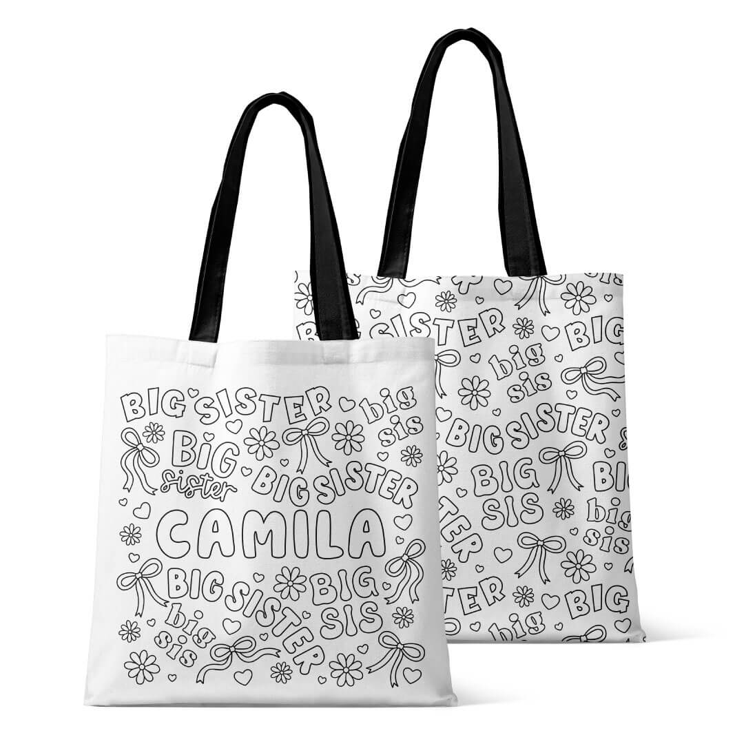 Colorable Personalized Tote Bags | Big Sis