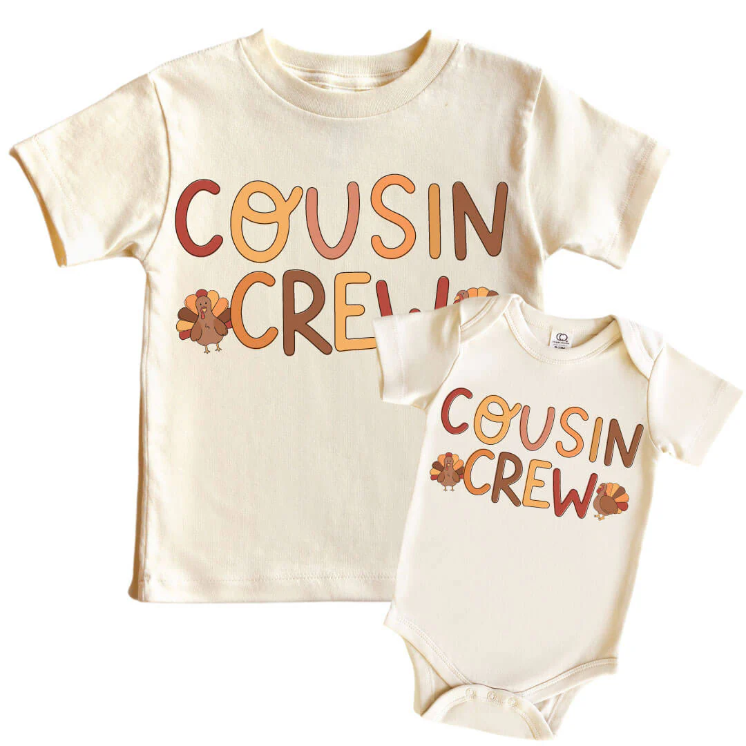 Cousin Crew Graphic Bodysuit & Kids Tee | Natural