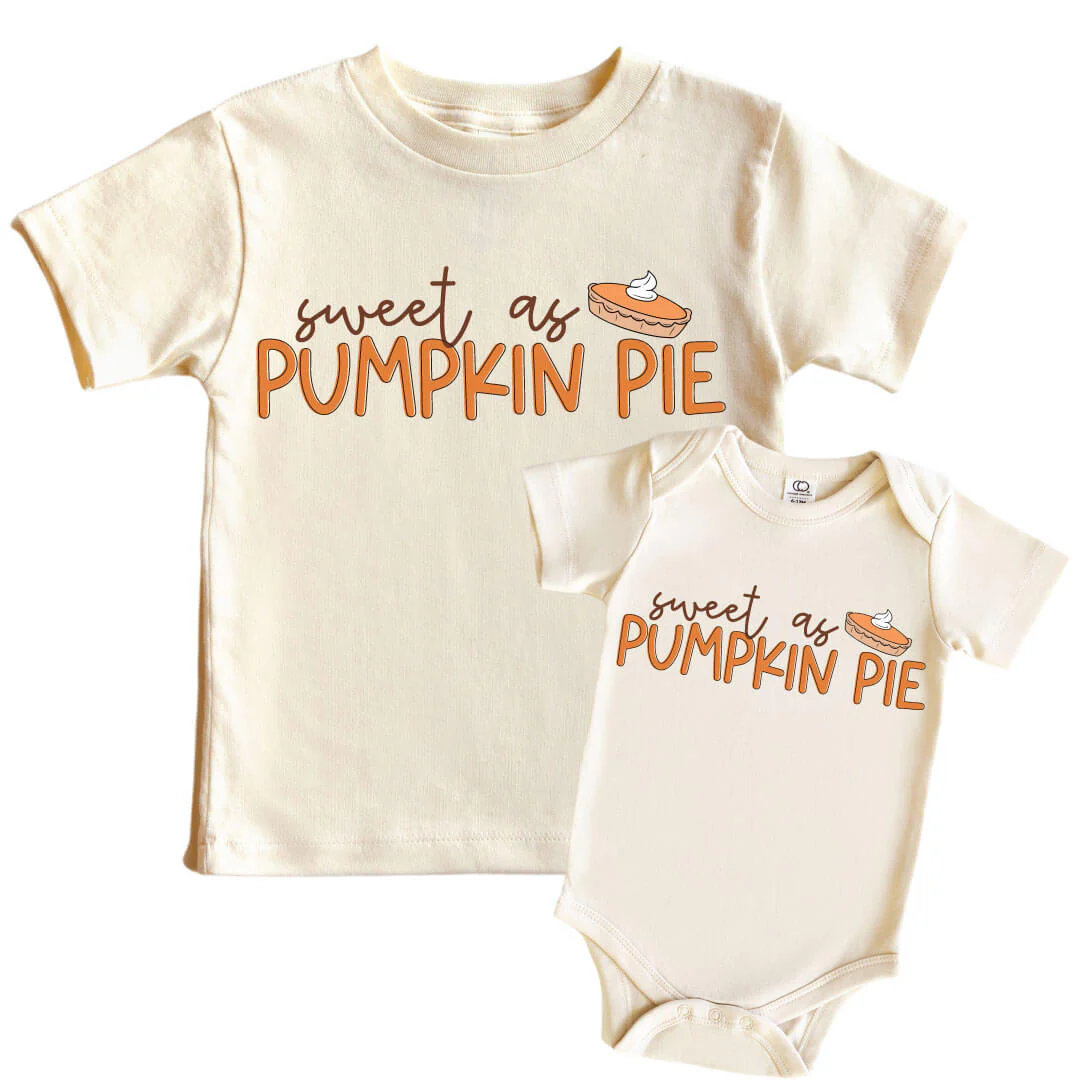Sweet As Pumpkin Pie Graphic Bodysuit & Kids Tee | Natural