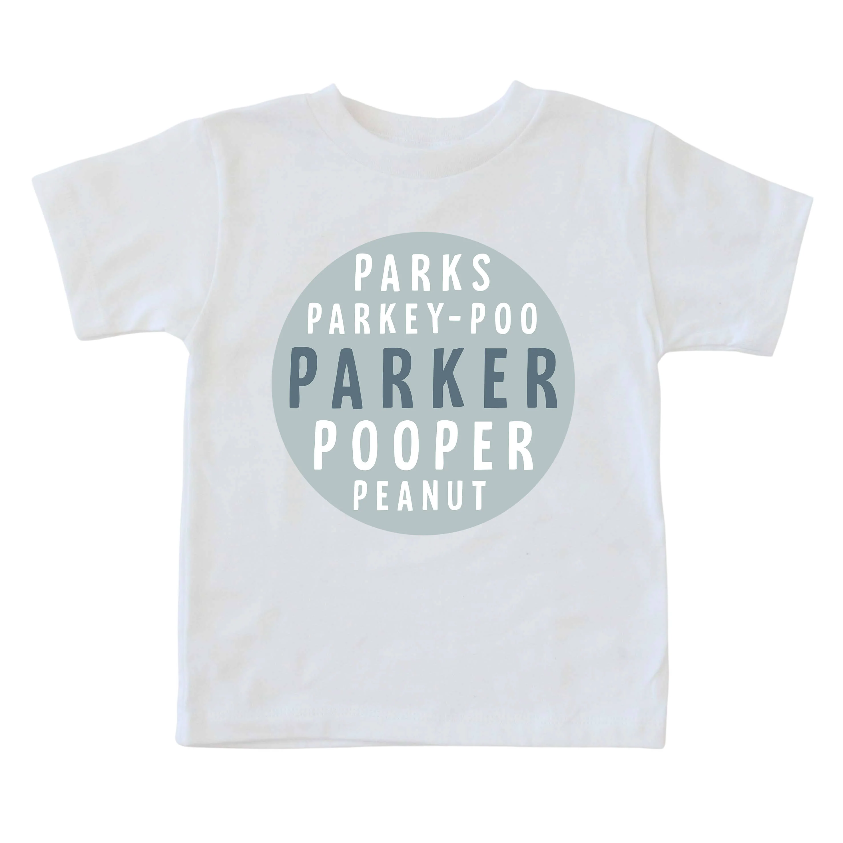 Personalized Green Nickname Circle Kids Graphic Tee | White