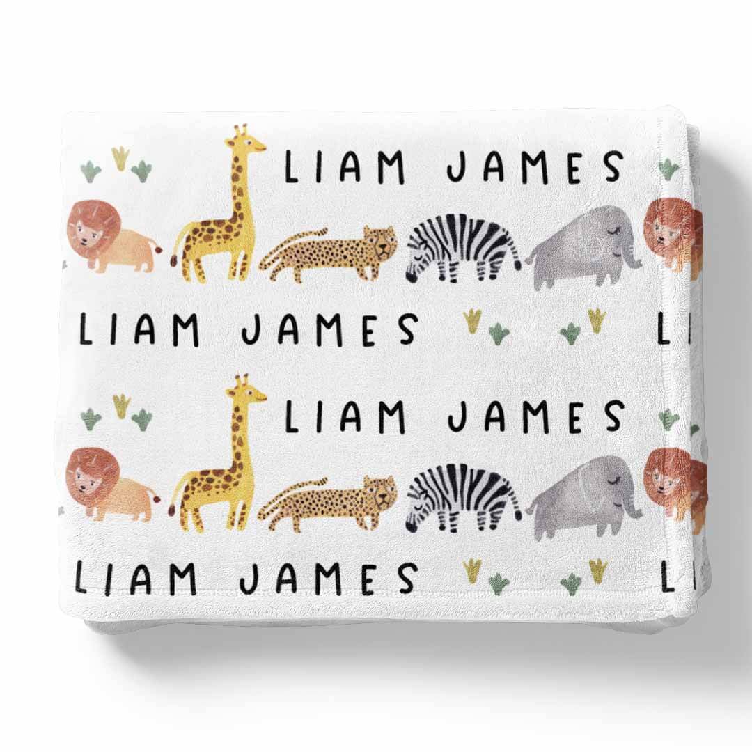 Safari Party Personalized Toddler Blanket