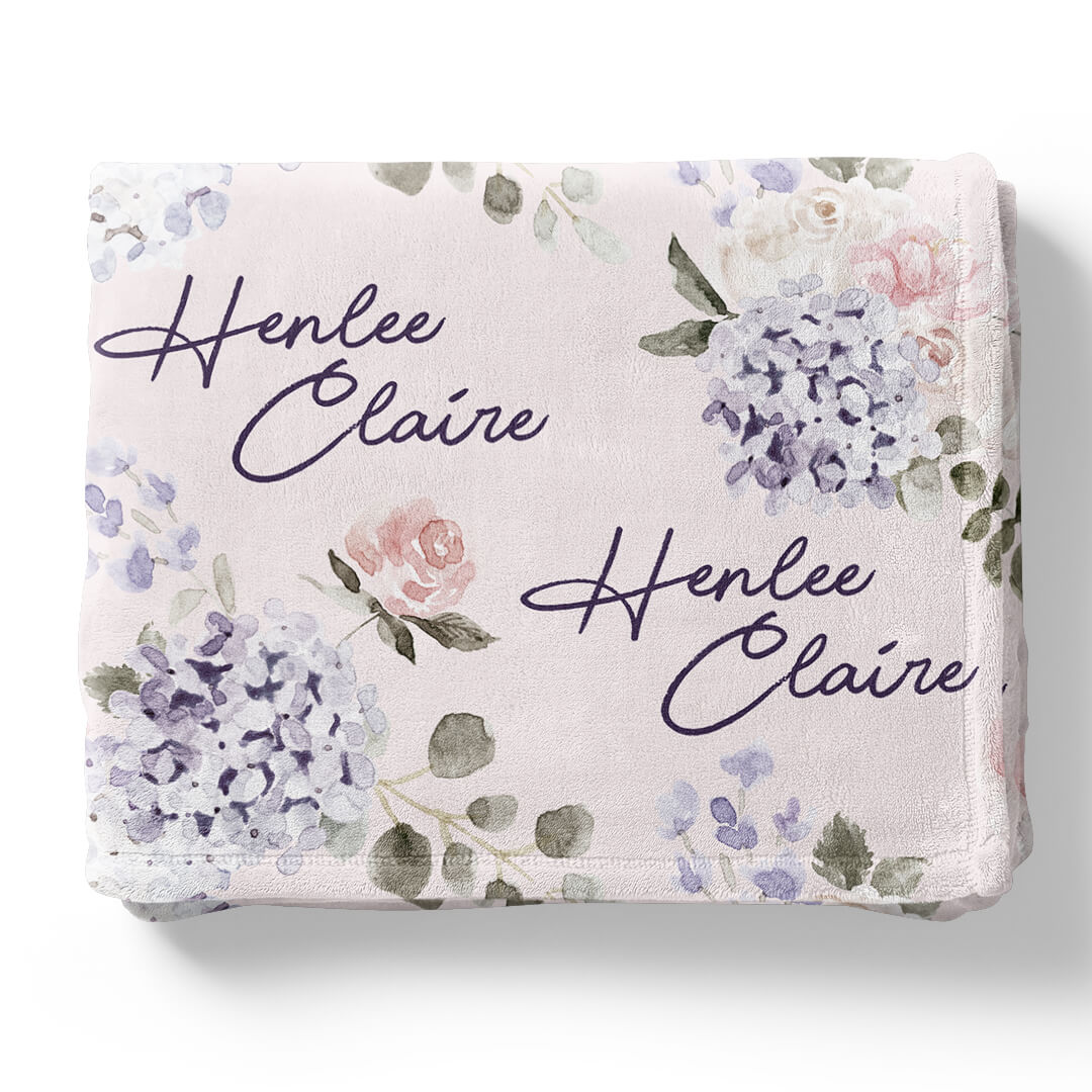 Henlee's Hydrangea Personalized Kids Blanket