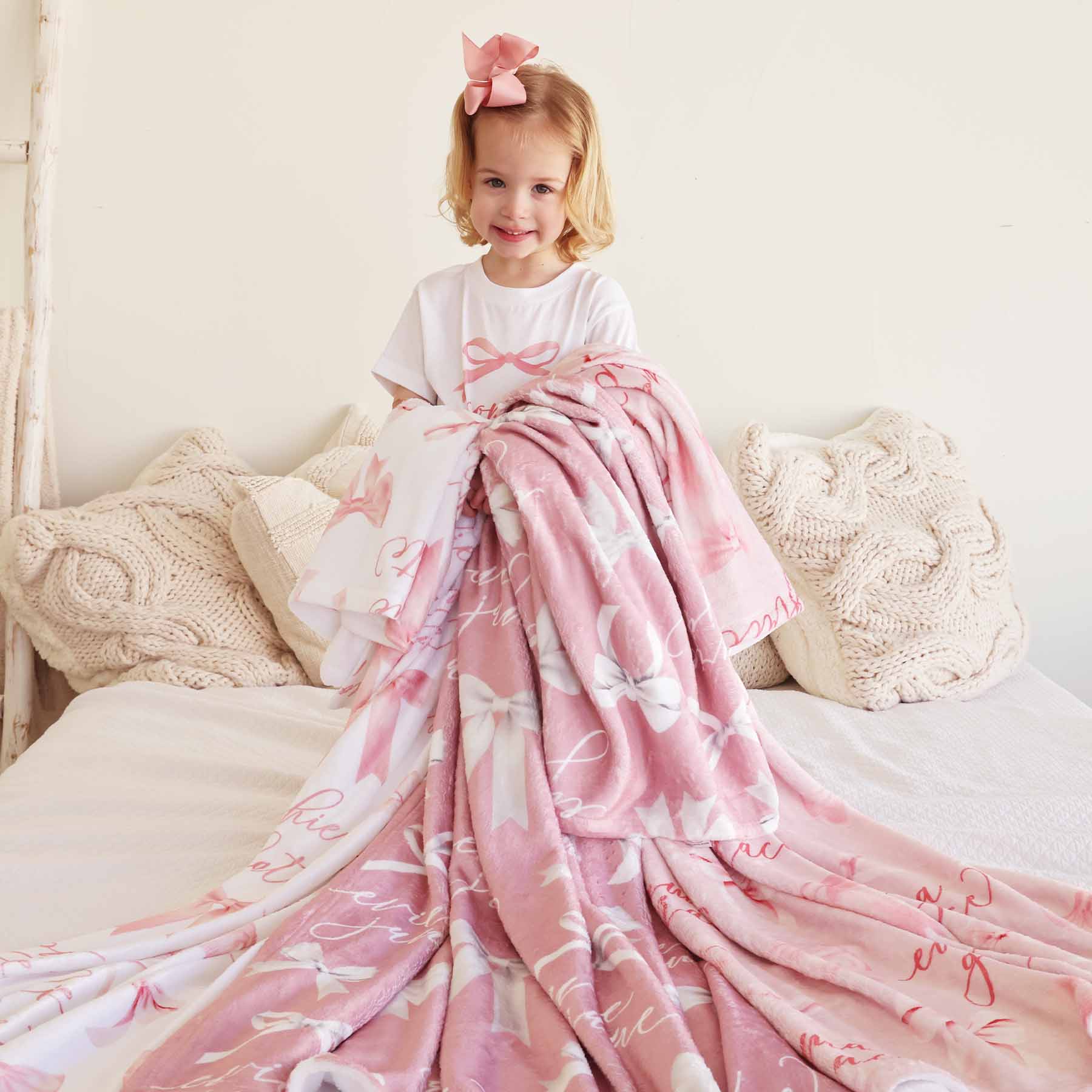 Bow Personalized Kids Blanket