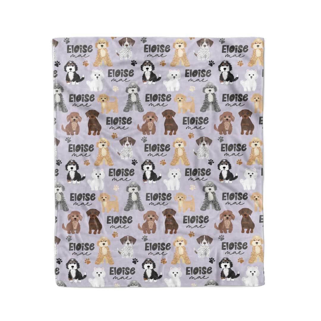 Puppy Pals Personalized Toddler Blanket | Purple
