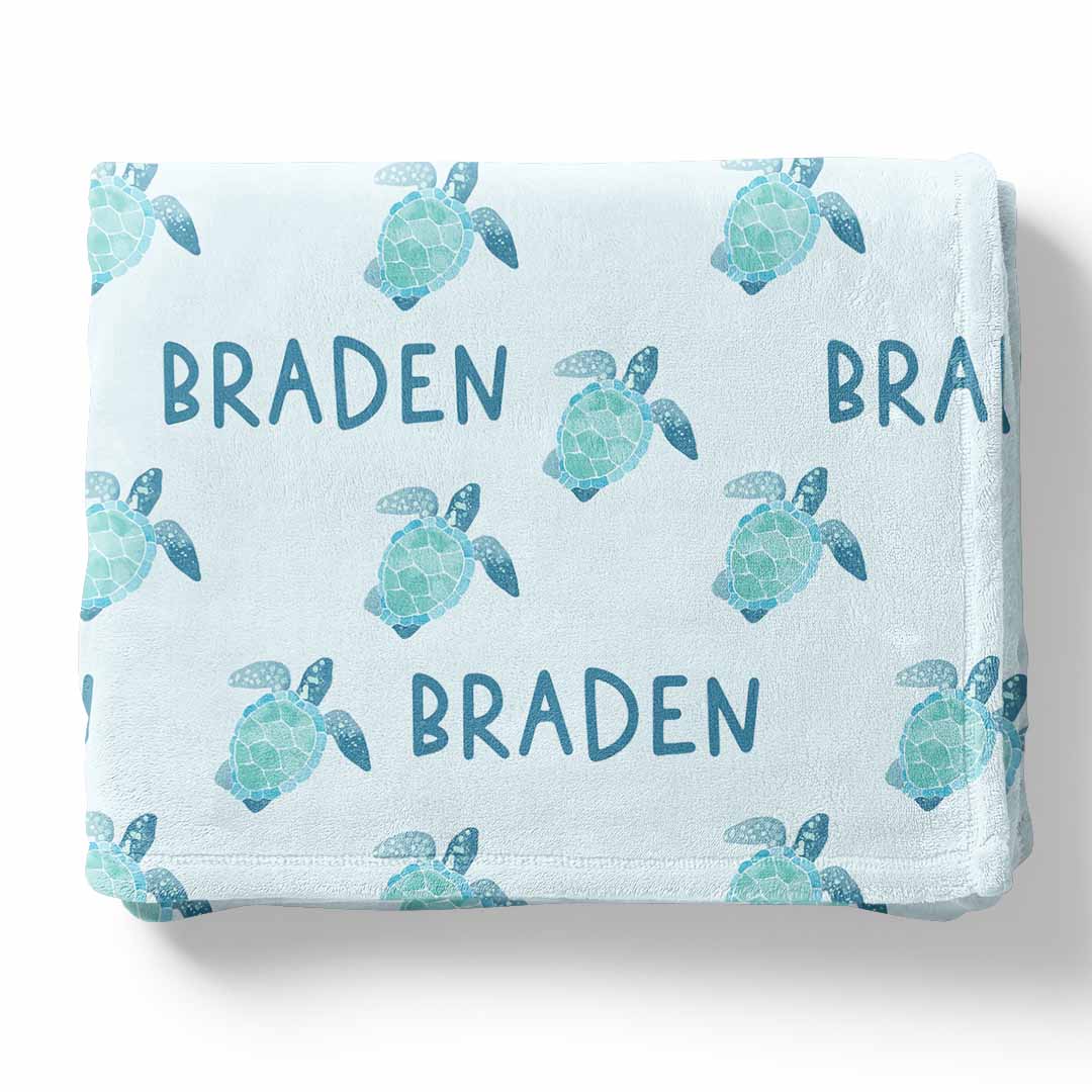 Tropical Turtles Personalized Kids Blanket