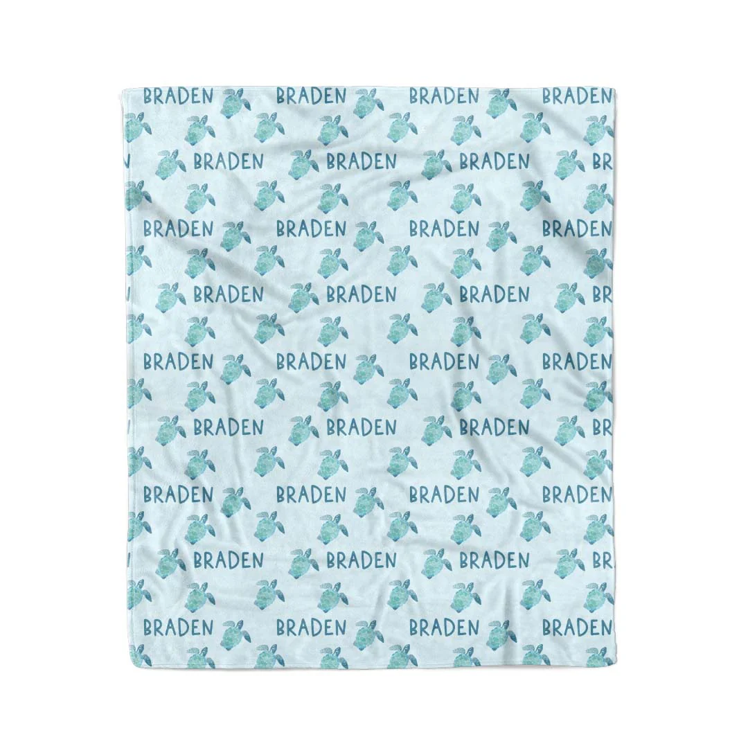 Tropical Turtles Personalized Kids Blanket
