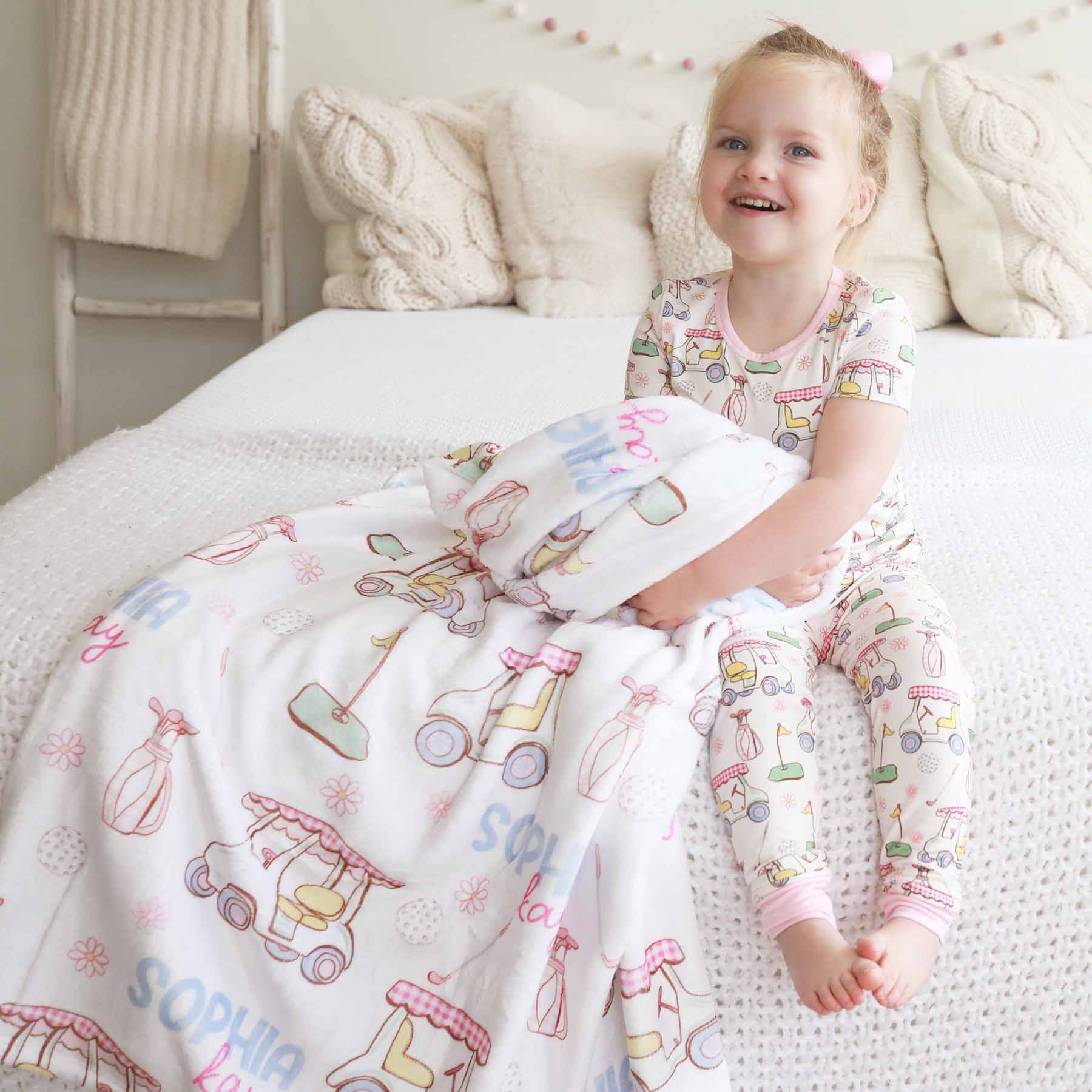 Country Club Cuties Personalized Kids Blanket | Pink