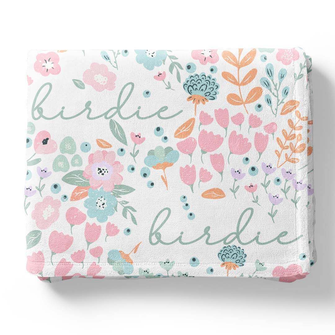 Willow's Whimsy Floral Personalized Kids Blanket
