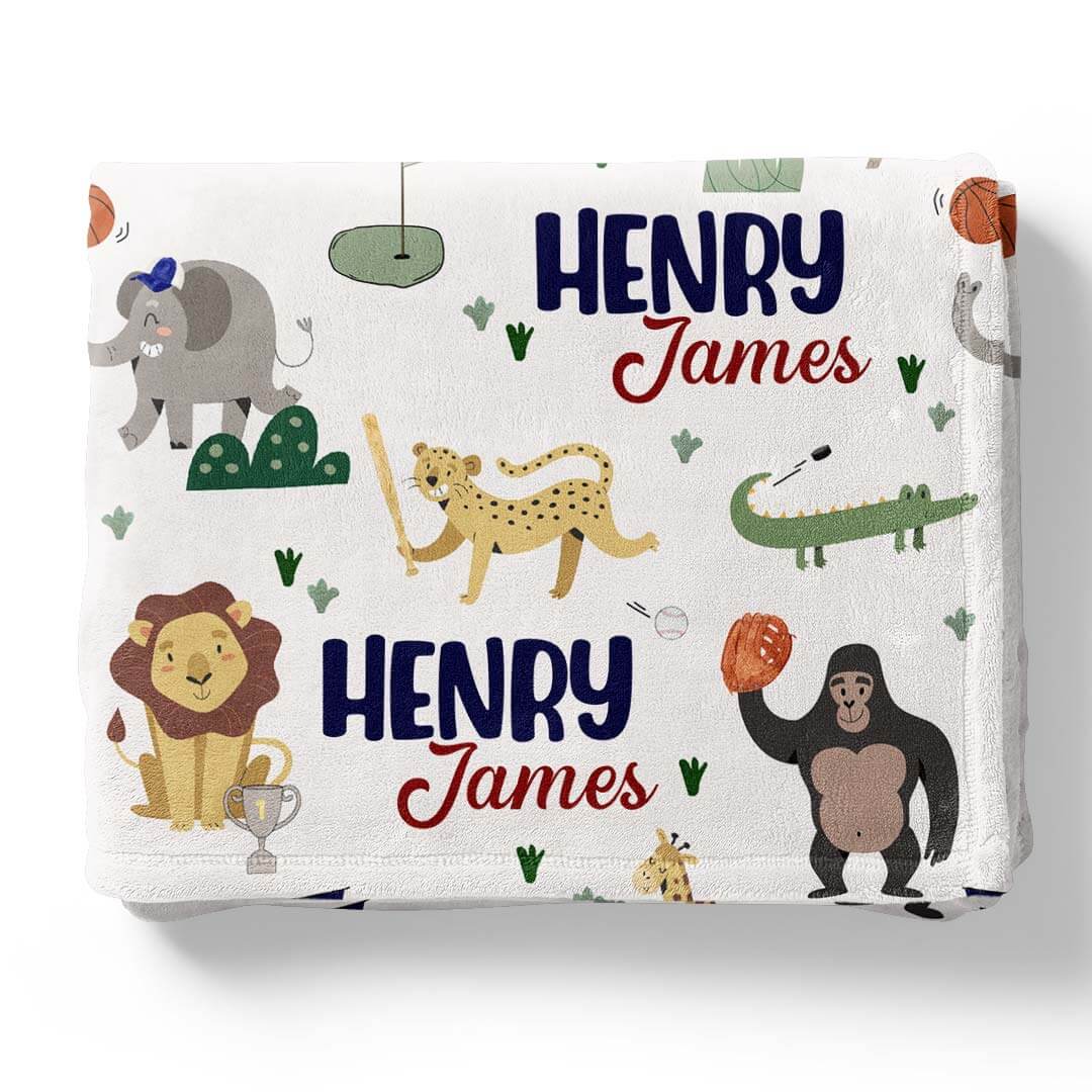 Safari Games Personalized Kids Blanket