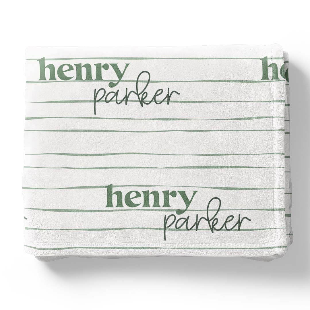 Sage's Stripes Personalized Kids Blanket